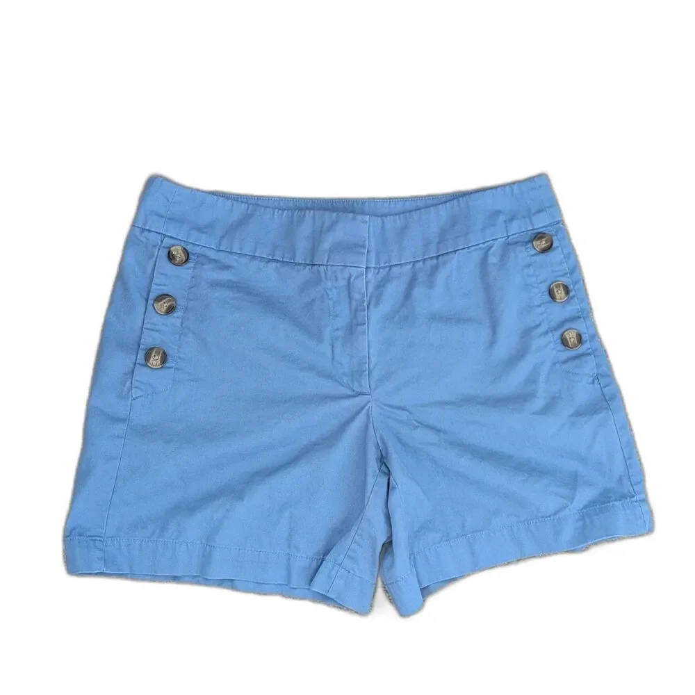 LOFT Blue Sailor Cotton Shorts Women's 8 Nautical Coastal Beachy Summer